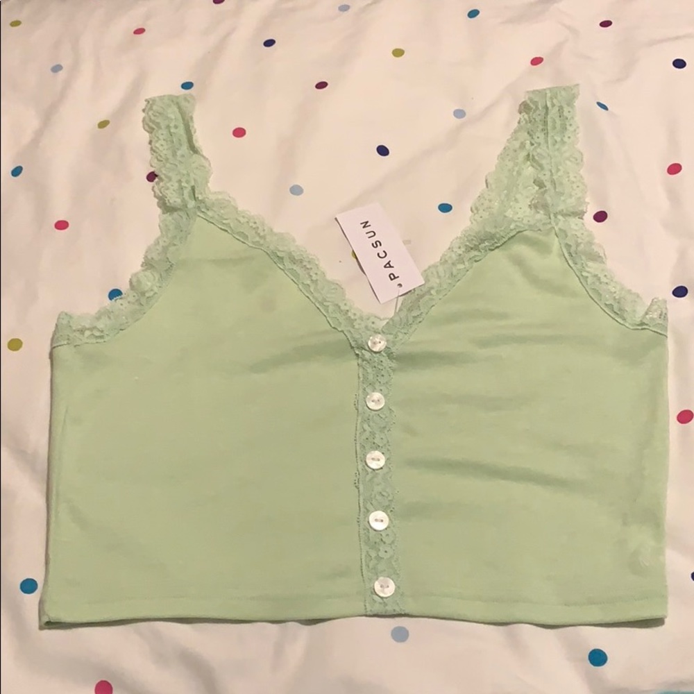 cute green pacsun cropped tank top